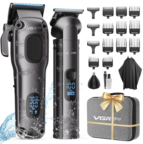 VGRPRO Haarschneidemaschine für Männer Professionell, Kabellose Haarschneidemaschine profi zum Haareschneider, Haarschneider Herren und Trimmer Set, Elektrischer Trimmer Herren mit Paket Box(Gray)