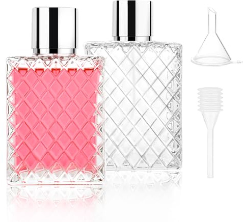 2 Stück 100ml Parfümzerstäuber Portable Sprühflasche Parfum Zerstäuber Nachfüllbar Glas Reise Parfümzerstäuber für Damen und Herren Taschenzerstäuber mit Pipetten und Trichter Für Parfüm Kosmetik