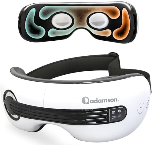 Adamson A80 Augen Massagegerät - Bluetooth Musik mit Akku - 4 Modi - Reduzierung von Augenalterung, Migräne, Augenringen, geschwollenen und trockenen Augen, und Verbesserung des Schlafs