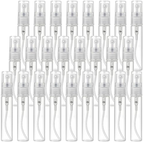 GAOMESIA 25x5ML Parfümzerstäuber Nachfüllbar, Mini Sprühflaschen Leer Transparent, Reise Zerstäuber für Parfüm, Körperpflege Flüssigkeit & Duftproben, Tragbare Sprayflasche für Unterwegs