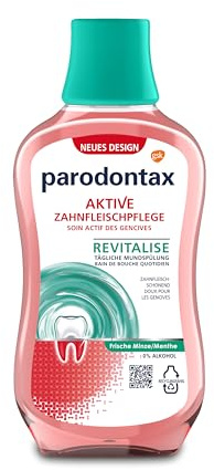 Mundspülung parodontax Zahnfleischpflege Revitalise, reinigt und schützt Zahnfleisch und Zähne, zur täglichen Anwendung, milde Minze, alkoholfrei, 300ml