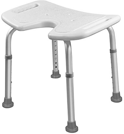 UISEBRT Duschhocker Badhocker Höhenverstellbar 35-51cm 135kg - Duschstuhl Duschsitz für Senioren, Kinder,Menschen mit Behinderungen (Duschhocker Höhenverstellbar - U-Typ)
