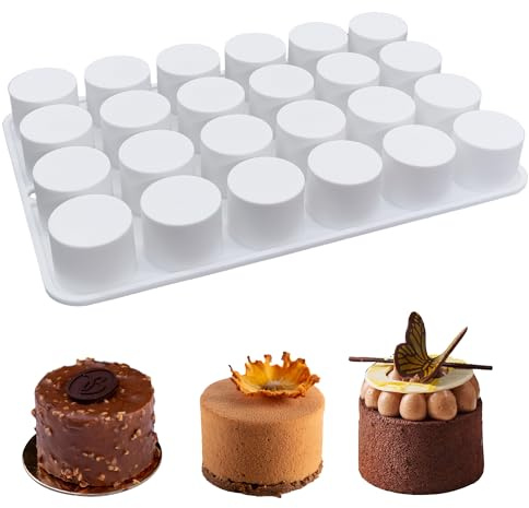 SEABABOO Silikonform Zylinder 24 Cavity Von L30 X H25 MM Schokoladenformen Zylinderform Silikon Zylinderförmig Backform Für Schokolade Muffin Brownie Mousse Kuchen Schokoladenfabrikant Pralinen Kekse