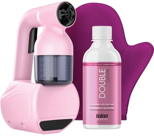 MineTan Spray Tan Machine | Bronze Babe Spray - Tanning-Set für zuhause | Tragbare Selbstbräuner, Sprühpistole für zu Hause mit 237 ml, doppelte dunkle Bräunungslösung; Solarium sonnenlose Bräune