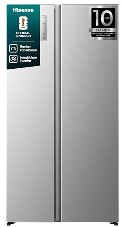 Hisense RS3P558NEIC Side-by-Side/ 544L/ großes Fassungsvermögen/XXL Türfach/multifunktionale Getränkeablage/Flat Duct/No Frost/Supercool/BxHxT: 91,1×178,6×61,5cm/ Silber [Energieklasse C]