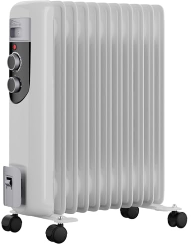 Tronitechnik® Elektroheizung Ölradiator Öl-Heizung Radiator 3 Heizstufen 11 Rippen Elektrischer Heizkörper Energiesparend Thermostat Überhitzungsschutz Heizgerät