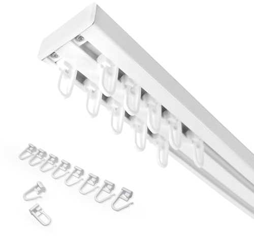 Home-Vision Gardinenschiene Serie X 2-läufig 120cm - mit Faltenlegehaken | Vorhangschiene 2-läufig, 3-läufig oder 4-läufig Aluminium, Inkl. Befestigungsmaterial, für Schiebevorhang