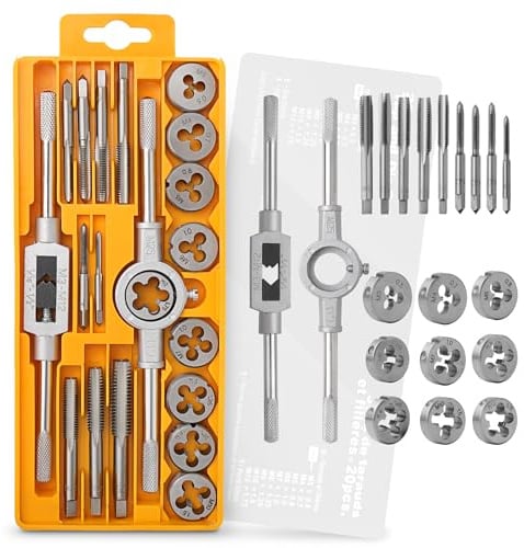 Hi-Spec Gewindeschneider Set Metrisch M3-M12 mit legiertem Stahl Außengewindeschneider Set und Handgewindebohrer Set