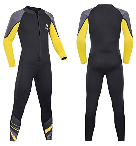 ZCCO Kids Neoprenanzug – 2,5 mm Thermo-Badeanzug für Jungen & Mädchen, Langarm-Tauchanzug zum Schwimmen, Surfen & Schnorcheln (schwarz, L)