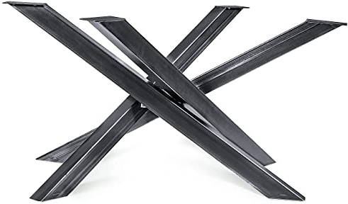 Magnetic Mobel Tischgestell Orion Design Kreuzgestell Schwerlast massiv Tischkufen Stahl Tischbeine Metall (Industrial (Klarlack) 150x81xH71 cm)