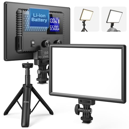 RALENO 116 LED Kamera Video Licht, 12W 600Lux Videoleuchte mit Mini-Stativ und Eingebauter 4000mAh Akku CRI95+ 2500-6500K, USB Videolicht für YouTube TikTok Zoom Fotografie Konferenzen Live-Streaming