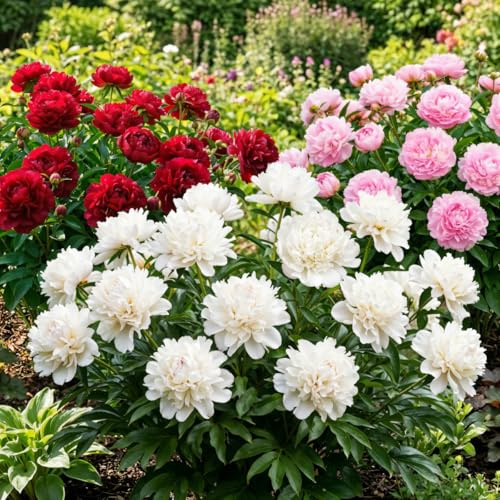 Pfingstrosen Pflanzen Winterhart Passion Kollektion - 3 Wurzeln - große Päonien Hybride Mix - Mehrjährige Stauden - Pflanzen aus Holland für Garten und Topf (kein Samen, Zwiebeln, nicht künstlich)