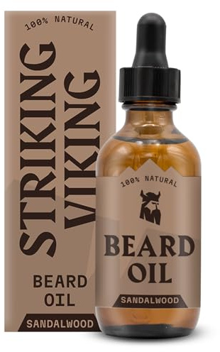 Striking Viking Bartöl-Conditioner - 60 ml, Bergamot Thunder Duft - Fördert Bartwachstum - Herren Bartpflege Öl für weichen Bart - Mit Argan- & Jojobaöl - Spendet Feuchtigkeit