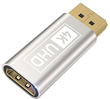 DisplayPort auf HDMI Adapter,Stecker auf Buchse Unidirektionaler DP auf HDMI Adapter,4K@30Hz/2K@60Hz/1080P@120Hz Displayport hdmi Adapter Kompatibel mit Laptops,Desktops,Lenovo,Dell,HP,HDTV,Projektor