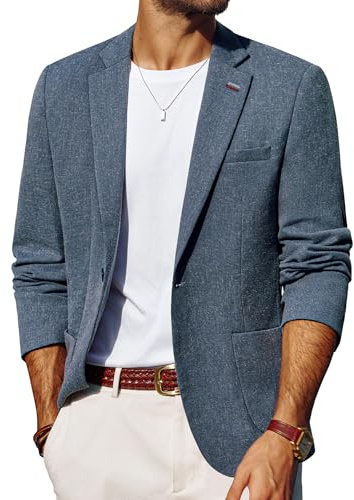 PJ PAUL JONES Sakko Herren 1 Knopf Leinen Blazer Leichte Jackett Modern | Anzugjacke mit 1 Knopf , X-Typ, Hinten doppelt geteilt, Casual order Business