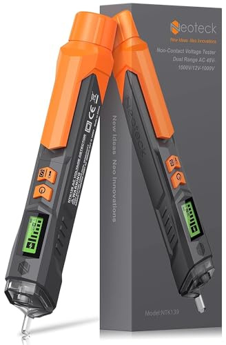 Neoteck Berührungsloser Spannungsprüfer Digital 12-1000V/48-1000V Einstellbare Empfindlichkeit Kontaktloser Phasenprüfer Stromprüfer mit LCD-Display, Summer, Drahtbruchpunkt-Finder