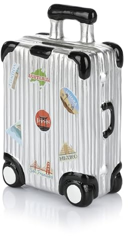 FunX Spardose Koffer - Sparschwein als Verpackung für Geldgeschenke für den Urlaub, Reise oder als Deko - Urlaubskasse 9,5 x 5 x 16 cm