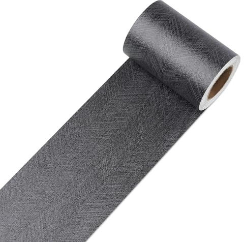 Decotalk Bordüre Selbstklebend Dunkelgrau Tapetenbordüre Grau 7.6X600cm Zierleisten Selbstklebend PVC Bordüre Wandbordüre Klebefolie Möbel Reparatur Folie Möbel Für DIY Dekoration Wasserdich