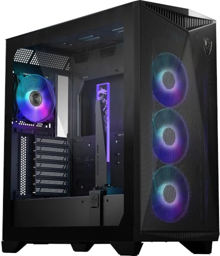 MSI MPG GUNGNIR 300R Airflow Mid-Tower PC-Gehäuse - E-ATX Unterstützung, Grafikkartenständer, schaltbare Halterung, ARGB-PWM-Lüfter, Staubfilter, Kabelführung, USB 3.2 Gen 2x2 Typ-C