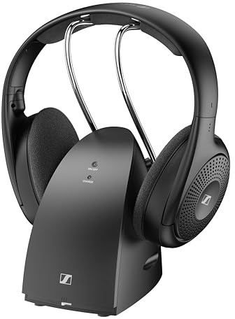 Sennheiser RS 120-W Wireless On-Ear-Kopfhörer für kristallklaren Fernsehton - leichtes Design, 3 Klangmodi, 60 m Signalreichweite, inkl. Kombi-Sender/Ladegerät - Schwarz