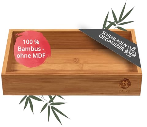 TAKE® 1-teilige Bambus Box [27x15x5.5cm] - 100% Natur Bambus Aufbewahrungsbox Holzkiste für Küche, Büro oder als Bad Organizer, Aufbewahrungsbox, Kiste für mehr Ordnung, Ordnungsbox Holzbox
