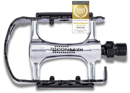 CONTEC Fahrradpedal Spinner, rutschfeste Pedal für Mountainbike & Trekkingrad mit Chrom-Molybdän-Stahl (CrMo-Stahl-Achse) und Reflektoren, 240 g Gewicht, Aluminium, Paar
