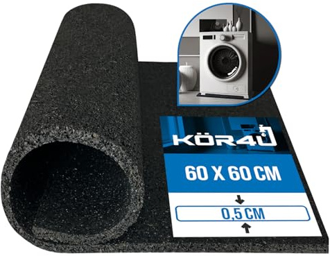 kör4u Antivibrationsmatte 60x60x0,5 cm - zuschneidbar, Schallschutz & Vibrationsdämpfung für Waschmaschine, Trockner, Fitnessgeräte, 3D-Drucker