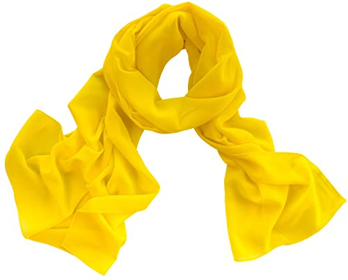 Dolce Abbraccio Damen Schal Stola Halstuch Tuch aus Chiffon für Frühling Sommer Ganzjährig Sonnengelb Gelb