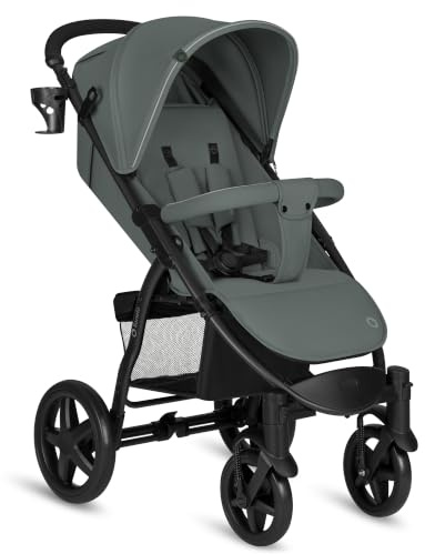 Lionelo Annet Plus Buggy Kinderwagen ab Geburt bis 22 kg | Liegefunktion flach, kompakt faltbar, große EVA Räder mit Federung, XXL Verdeck, inkl. Fußsack, Moskitonetz & Getränkehalter