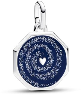 Pandora ME Medaillon Yin und Yang, Sterlingsilber, mit sternblauem und königsviolettem Kristall und violetter Emaille