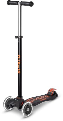 Micro, Maxi Micro Deluxe LED, 3-Rad-Kinderroller, 5–12 Jahre | Gewichtslenkung, Höhenverstellbarer Lenker, Leicht, Bewegungsaktivierte LED-PU-Rollen, Schweizer Entwicklung