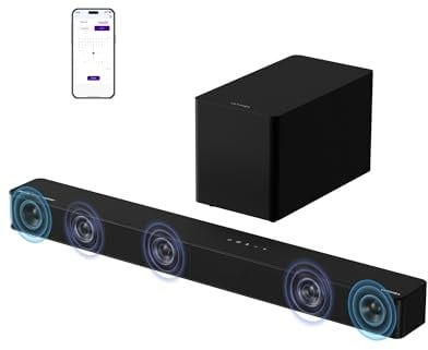 ULTIMEA 5.1ch Soundbar mit Dolby Atmos, VoiceMX, BassMX, APP, Heimkino 4D Surround Sound System, 340W Soundbar für TV Geräte mit Subwoofer, Bluetooth® 5.4, Poseidon M60 Boom