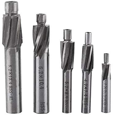 Jadeshay 5-teilig CNC Fräser Schaftfräser Metall Flachsenker Senkkopf Schaftfräser Slot Bohrer Werkzeug M3-M8 4 Schneiden HSS-AL