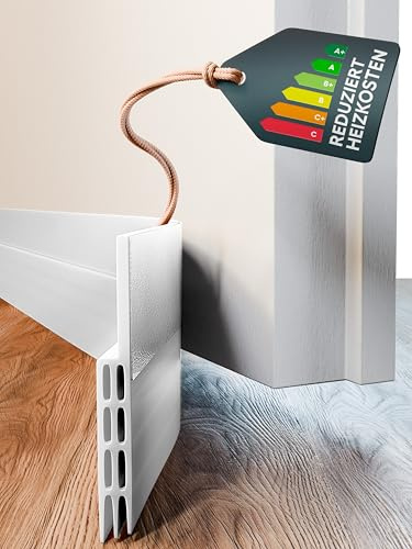 DOMAR ZUGLUFTSTOPPER TÜR 100 cm – Selbstklebende Türdichtung Unten extra stark – Effektiver Zugluftstopper Türen gegen Kälte & Energieverlust – Weiß