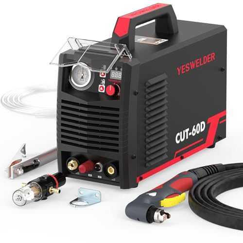 YESWELDER Plasmaschneider Niederfrequenz-Zündung Berührungsloses Pilotlichtbogen 55A, Große LED Digitalanzeige 230V, Max. Schnitt 20mm, Sauberer Schnitt 13 mm, IGBT Plasmaschneidmaschine
