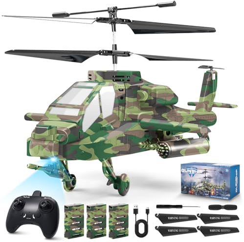 Charmofun Hubschrauber Ferngesteuert, 2,4Ghz RC Helikopter mit Licht und 3 Akkus, 40 Minuten Flugzeit, 3.5 Kanäle Helikopter Ferngesteuert mit Höhenhaltefunktion, Geschenke für Kinder ab 8 Jahre(Grün)