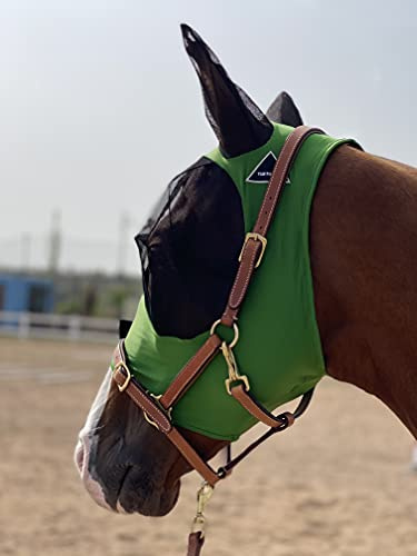 TGW Riding Super Fit Pferdefliegenmaske Pferde Fliegenmaske Horse Fly Mask (L, Green)