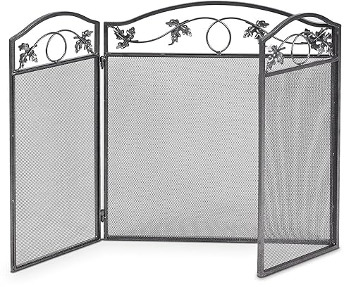 GIANTEX Funkenschutzgitter Kamin, Kaminschirm 3-teilig, Kaminschutzgitter Kamingitter Kinderschutz, faltbares Ofenschutzgitter Ofengitter, Kamin Funkenschutz gegen Funkenflug, H x B: 74 x 128 cm