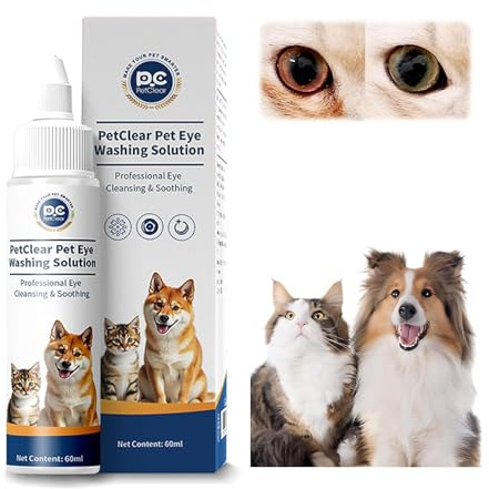 PCpetclear PetClear augentropfen Hunde und Katzen lindern Augenjucken und Reizungen, Symptome und Allergien. Entfernt effektiv Tränenstein. (60ml) (1)