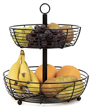 Auroni - Etagere - 2 stöckig - große Obsttellern - Präsentation von Obst - stilvoller Obstkorb - Obstschale - H=33 cm - D= 29 cm