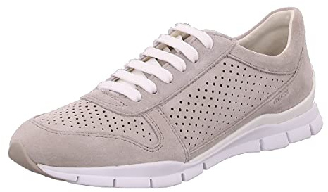 Geox Sukie Damen Sneaker Grau Größe 40 Leder Wildleder Atmungsaktiv Schnürung