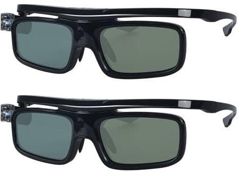 3D-Brille, 3D Active Shutterbrille Wiederaufladbare Brillen Geeignet für 3D DLP-Link Projektor 2 Stück
