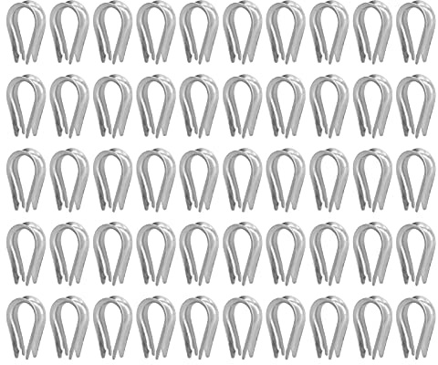 50 Stück Drahtseil Fingerhut, Befestigungsteile andere Befestigungselemente Ketten- Seilzubehör Drahtseilkauschen Edelstahl Kabel Rigging Werkzeuge Fingerhüte Rigging Segel Fingerhut[M3（3mm）]