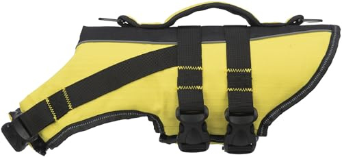 TRIXIE Hunde-Schwimmweste Gr. M, 45 cm, bis 30 kg – Neongelb | Schnell trocknende Rettungsweste mit Rettungsgriff – mehr Sicherheit bei Wasseraktivitäten und Bootstouren