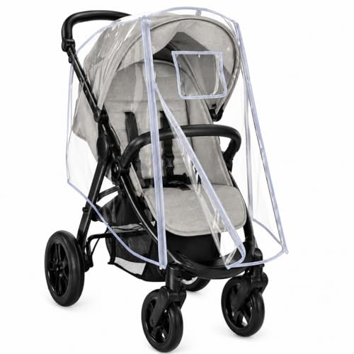 Zamboo Universal Regenschutz Buggy mit vollständiger Frontöffnung - Regenverdeck Kinderwagen & Sportwagen mit Fenster und Doppel Reißverschluss zum Öffnen - transparent, schadstofffrei