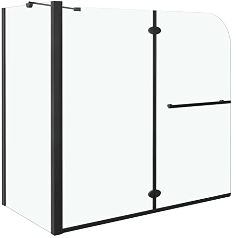 vidaXL Duschkabine Doppel Faltbar Duschabtrennung Duschwand Dusche Badewannenaufsatz Badewannenfaltwand für Badewanne ESG 120x68x130cm Schwarz