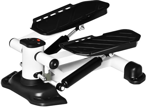 HOMCOM Mini Stepper für Zuhause, rutschfest Up-Down Stepper mit LCD-Anzeige, Stepper Hometrainer mit Zwei großen Pedalen, Stahl, Schwarz