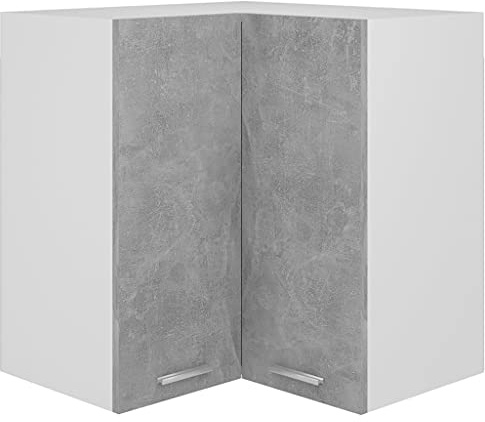 vidaXL Eckhängeschrank Lyon Betongrau 57x57x60 cm Holzwerkstoff, Küchenschrank, Küchenzeile, Eckschrank, Küchenmöbel, Einbauküche Schrank