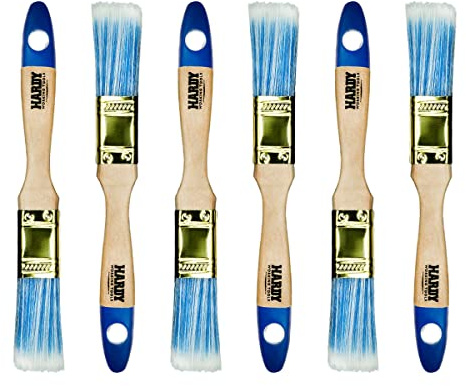 Hardy Working Tools 6 STK. Flachpinsel-Set 25 mm Serie 42, Lasurpinsel für Holzstreichen, Lackpinsel für Metall mit synthetischen Hellen Borsten.