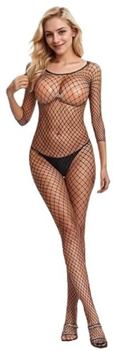 Gliterra Fishnet Bodysuit Women, Bodystocking Sexy Reizwäsche, Catsuit Ouvert für Frauen, Erotische Outfit für Damen für Sex mit Unten Offen, Unterwäsche für Frau